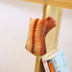 Pendentif en peluche ventre de porc drôle, design de viande créatif douce décoration suspendue.