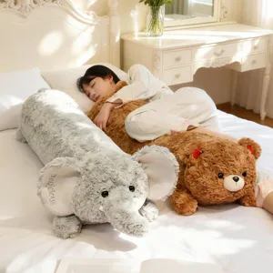 Cute Plush Animal Long Pillow Panda Elephant Bear Rabbit Cuddling Leg Pillow Soft Stuffed Doll Birthday Gift