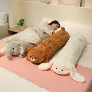 Long plush body pillow cute animal hugging pillow for girls sleeping soft stuffed doll
