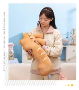 Cute plush bread pillow toy, soft simulation baguette stuffed doll for kids and home decor.