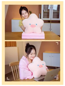 Joli coussin en peluche étoile rose et ensemble de couverture, coussin doux pour dortoir maison.