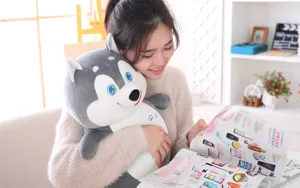 Soft Stuffed Husky Dog Plush Toy Cute Puppy Pillow Animal Doll for Kids Birthday Gift
