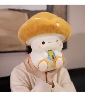 Mignon jouet peluche champignon abeille style japonais poupée douce oreiller doux
