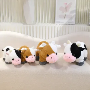 Simpatico peluche di mucca di simulazione, morbida bambola di stoffa, cuscino per bambini.