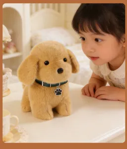 Realistic standing puppy plush toy soft stuffed animal doll for kids companion and soothing gift