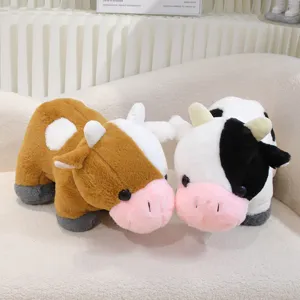 Simpatico peluche di mucca di simulazione, morbida bambola animale cuscino per bambini regali.