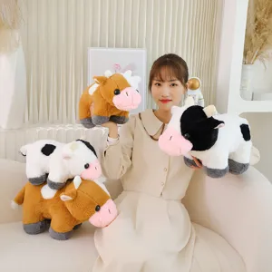 Simpatico peluche mucca morbido animale di peluche cuscino bambola per bambini regalo compleanno
