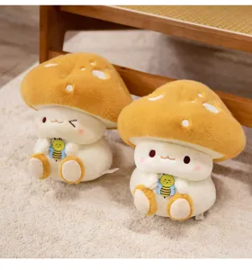 Adorable peluche champignon abeille japonaise poupée en peluche douce oreiller câlin mignon