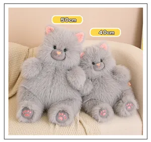 Fluffy long-haired cat plush toy, cute soft stuffed animal doll for kids and girls birthday gift.