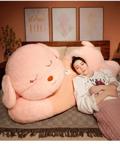 Giant plush dog stuffed animal toy with cute sweater, soft sleeping pillow for girls.