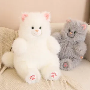 Cute Stuffed Cat Plush Toy Soft Fluffy Long Hair Kitty Doll Animal Pillow Birthday Gift For Girls Kids Room Bed Decor
