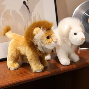 Peluche de León de Simulación Realista Lindo Animal de Peluche Muñeca Zoo León Suave Juguete de Algodón PP Regalo para Niños Decoración del Hogar