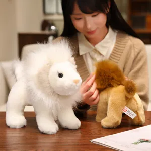 Hermoso tierno leon de peluche suave realista animal salvaje muneco para ninos regalo.