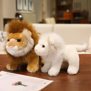 Simulación león peluche suave lindo muñeca animal salvaje regalo niño decoración hogar