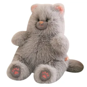 Adorable grey fluffy cat plush toy doll, soft stuffed kitty pillow for kids and girls birthday.