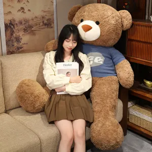 Giant teddy bear plush toy with sweater, cute hugging big bear gift for girlfriend.