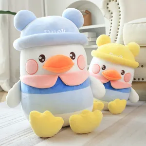 Cute Duck Plush Toy Stuffed Animal Doll Soft Hugging Pillow With Hat Birthday Gift For Kids Girls