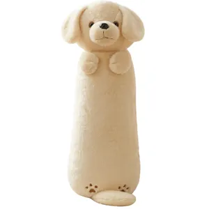 Cute golden retriever plush long body pillow, soft stuffed animal hug toy for girls.