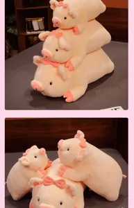 Cute pink plush pig stuffed animal toy soft pillow for kids cozy sleeping companion doll