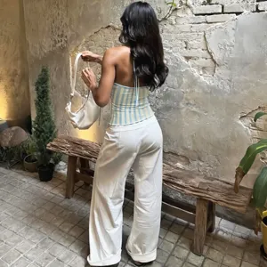 Women's Summer Striped Halter Backless Camisole Top Sexy Slim Fit Fashion Apparel