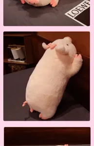 Cute pink pig plush toy soft hugging pillow for kids sleeping soothing companion doll detail view