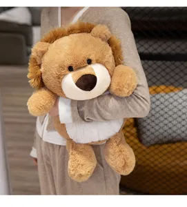 Lindo león de peluche suave animal de tela gran cojín para regalo de cumpleaños infantil