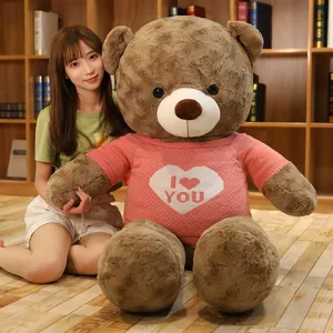 Large Stuffed Teddy Bear Plush Toy with Pink Sweater Cute Hugging Doll for Girls Birthday Gift