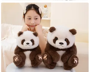 Simulation braune Panda Plüschtier Puppe, süßes Stofftier Geschenk für Kinder und Fans.