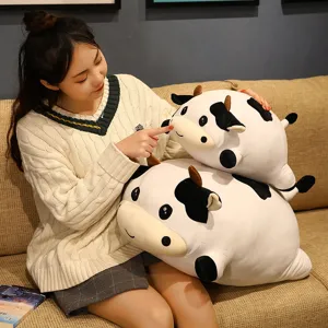 Morbido Peluche Mucca Animale Stuffed Nero e Bianco Ragdoll Cuscino Letto