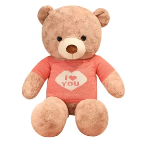 Large sweater teddy bear plush toy for girls, cute stuffed animal doll for hugging.