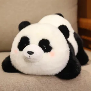 Lindo Panda Gigante de Peluche Acostado Suave Terciopelo de Visón Muñeco de Animal Relleno Almohada de Abrazo para Dormir Regalo de Cumpleaños para Niños y Jóvenes