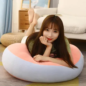 Macaron color round plush cushion thick soft floor pillow for bedroom office home decor use