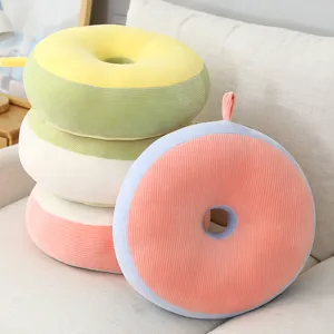 Macaron colored donut plush cushion sweet style comfortable office chair seat pillow