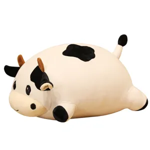 Simpatico peluche mucca morbido nero e bianco bambola animale cuscino per dormire bello