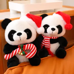 Cute Christmas panda plush toy stuffed animal soft holiday gift for kids and party decoration
