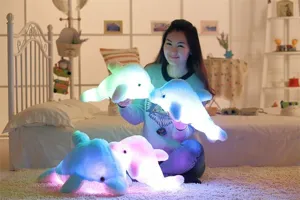 Cuscino luminoso in peluche a forma di delfino giocattolo LED per regalo di compleanno.