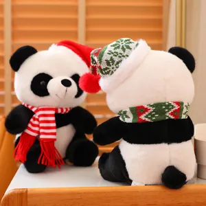 Cute Christmas panda plush toy stuffed doll holiday decoration gift for children birthday