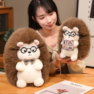 Cute doctor hedgehog plush toy with glasses, soft stuffed animal gift for kids and friends.