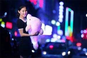 Cuscino in peluche a forma di delfino luminoso creativo, morbido giocattolo con luci LED colorate.