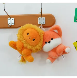 Cute cartoon plush animal keychain lion and fox pendant soft toy lovely bag charm room decor
