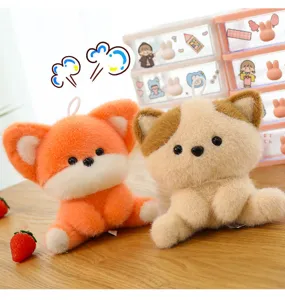 Cute plush animal desk companion detail view, soft fabric, lovely desk decor ornament.