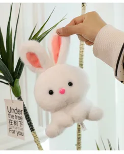 Cute white plush bunny toy soft stuffed animal cute desk companion home decoration gift for kids