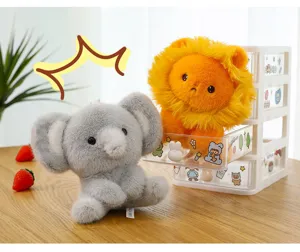 Cute mini plush animal desk decoration fluffy toy detail view for office desk setup