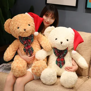 Christmas Cute Bear Plush Toy Stuffed Animal Teddy Bear With Scarf And Hat Holiday Party Decoration Gift