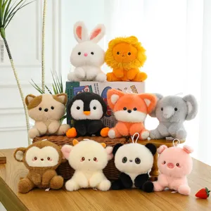 Cute desktop animal plush toys set, soft stuffed cartoon dolls for office decoration and gifts.
