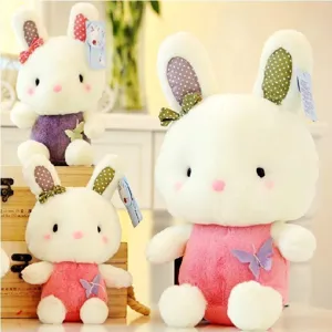 Cute cartoon plush bunny rabbit toy with butterfly decoration soft stuffed doll gift item
