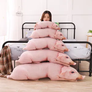 Creative 3D simulation pig long plush pillow cute animal cushion home decor birthday gift