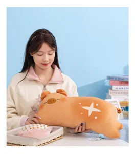 Cute plush pig bread pillow for home decor, soft stuffed animal toy for kids and adults gift.