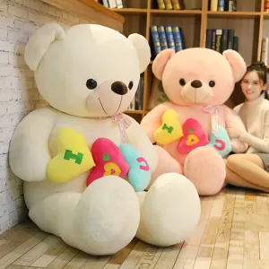San Valentino Gigante Tenente Cuore Orsacchiotto Giocattolo di Peluche Carino Bambola Animale Stimbito Morbido Regalo