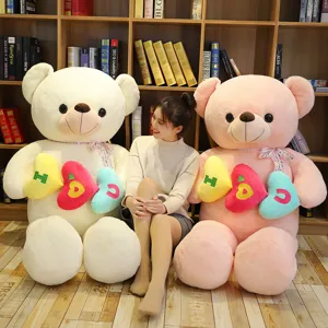 Grande orsacchiotto di peluche con cuscino a cuore, regalo di San Valentino perfetto per la ragazza.